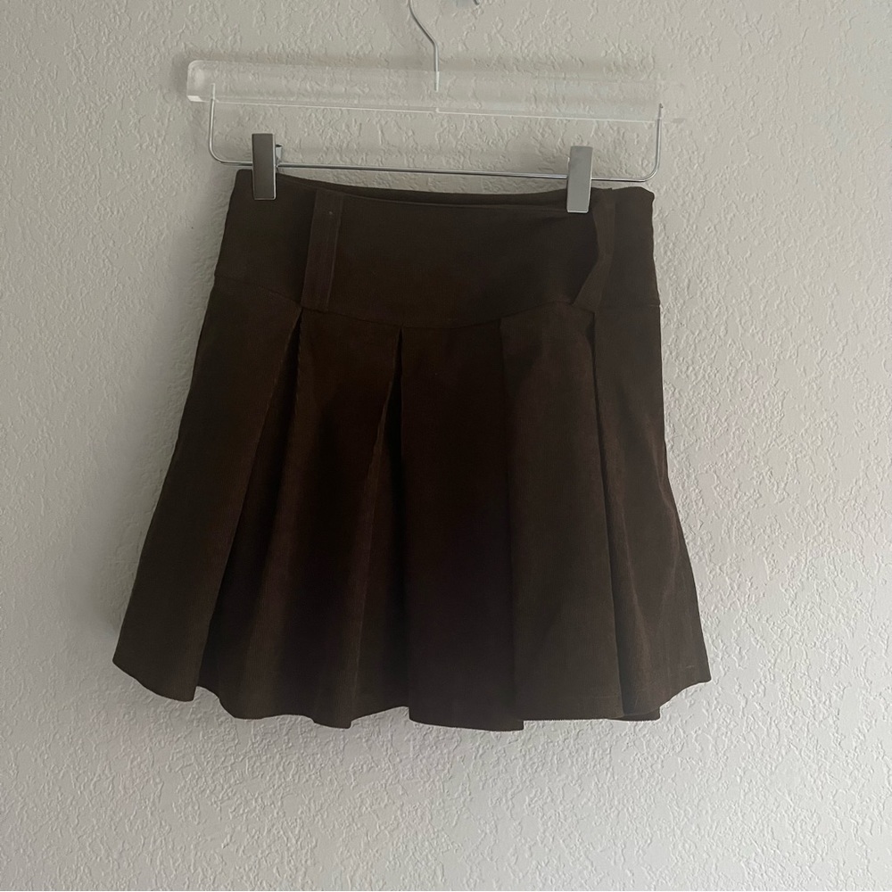 SHEIN Brown Cord Pleated Mini Skirt Extra Small / 2 - Picture 7 of 11